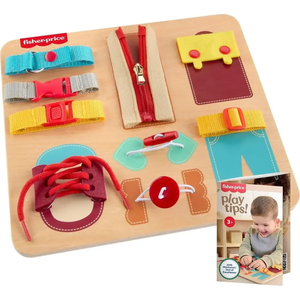 NWT Fisher-Price Wood Montessori Dressing Board Activity